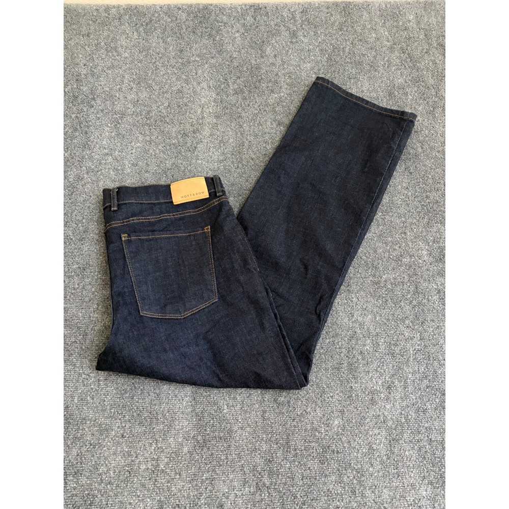 Mott & Bow Crosby Mens Straight Leg Jeans Dark Indigo Blue Cotton Blend 40x32
